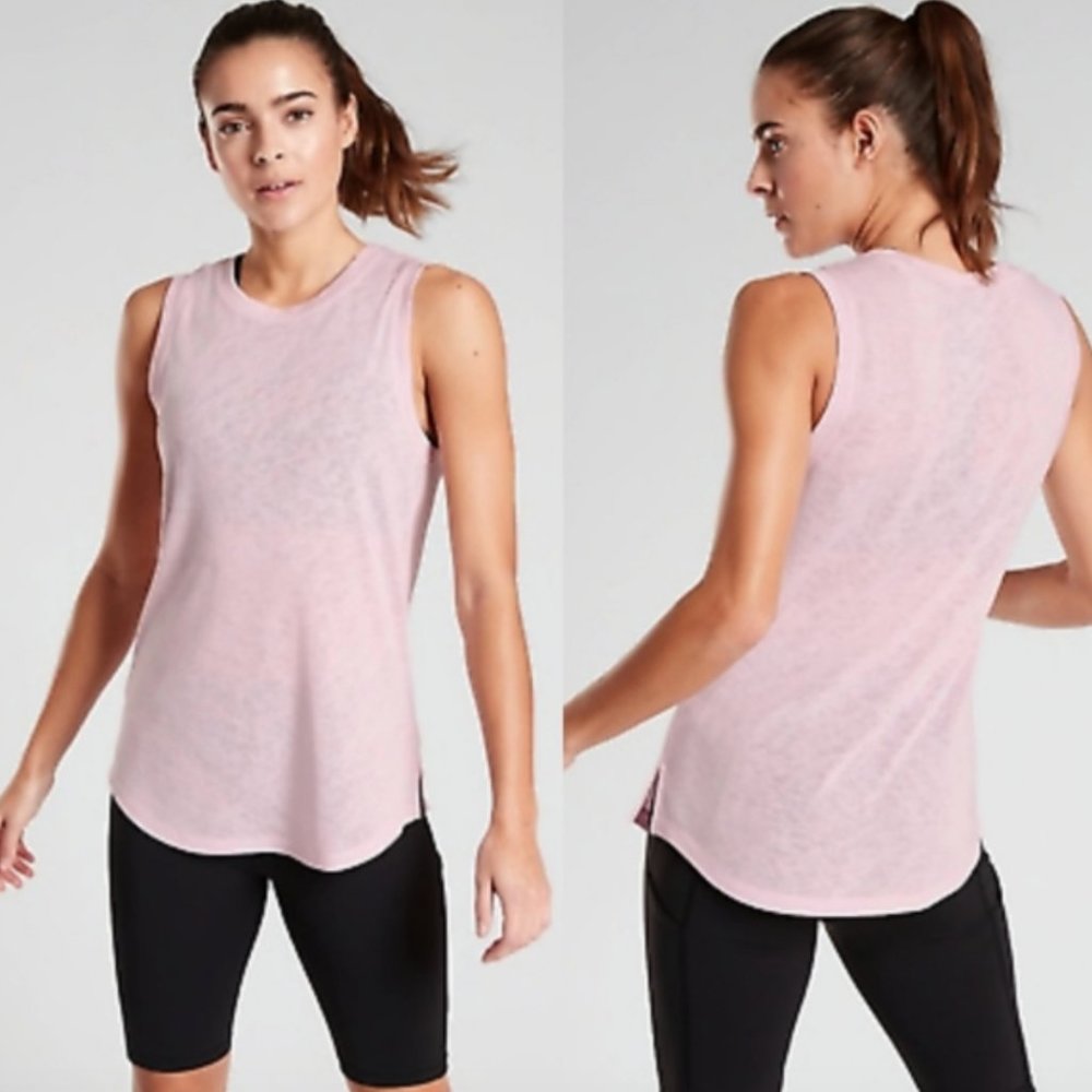 Athleta Breezy Pink High Neck Lightweight Workout Athletic Yoga Tank Top Shirt M